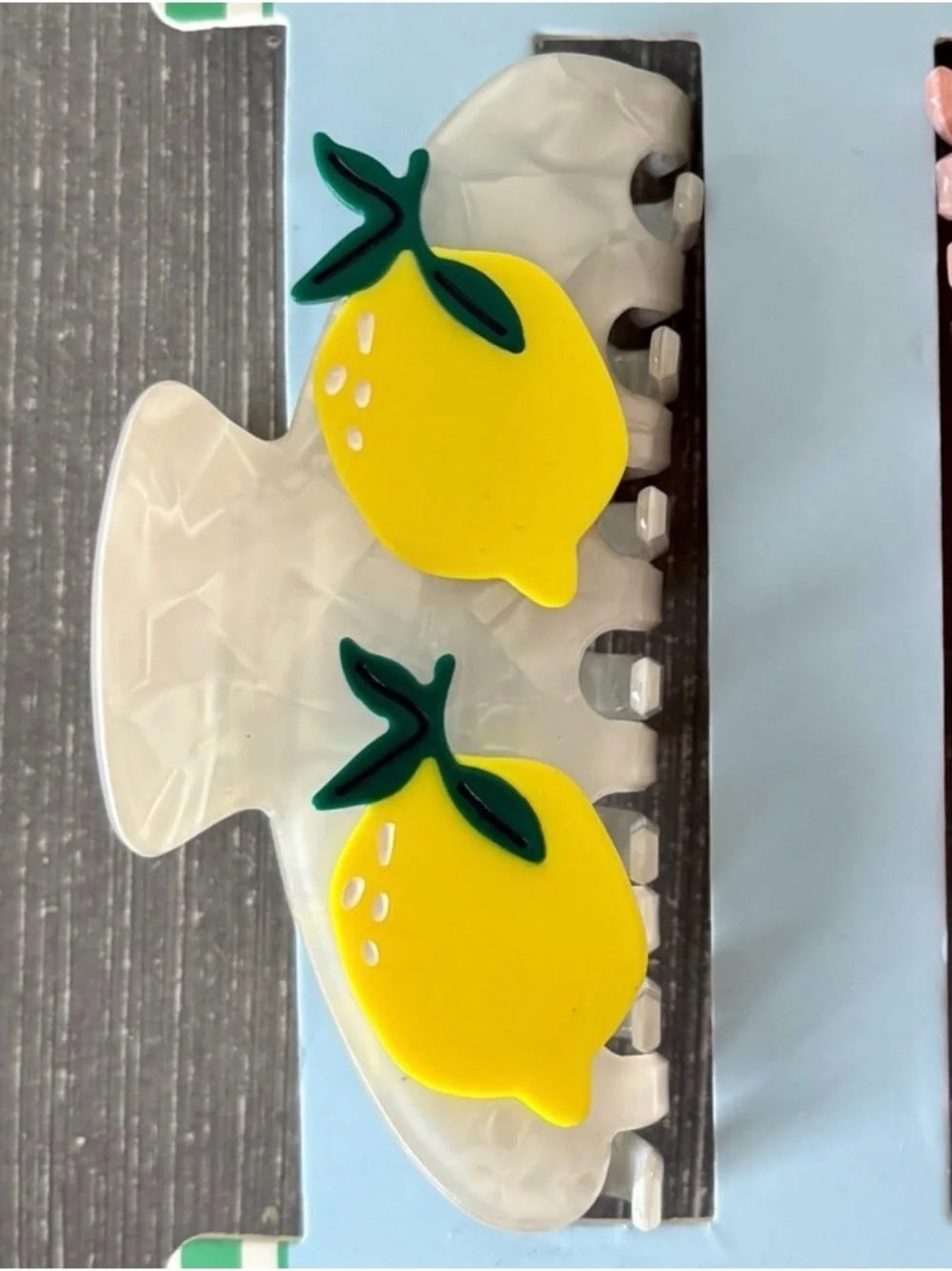 NWT - Piper K Lemon and Cherry Adorned Claw Hair Clips - Set of 2